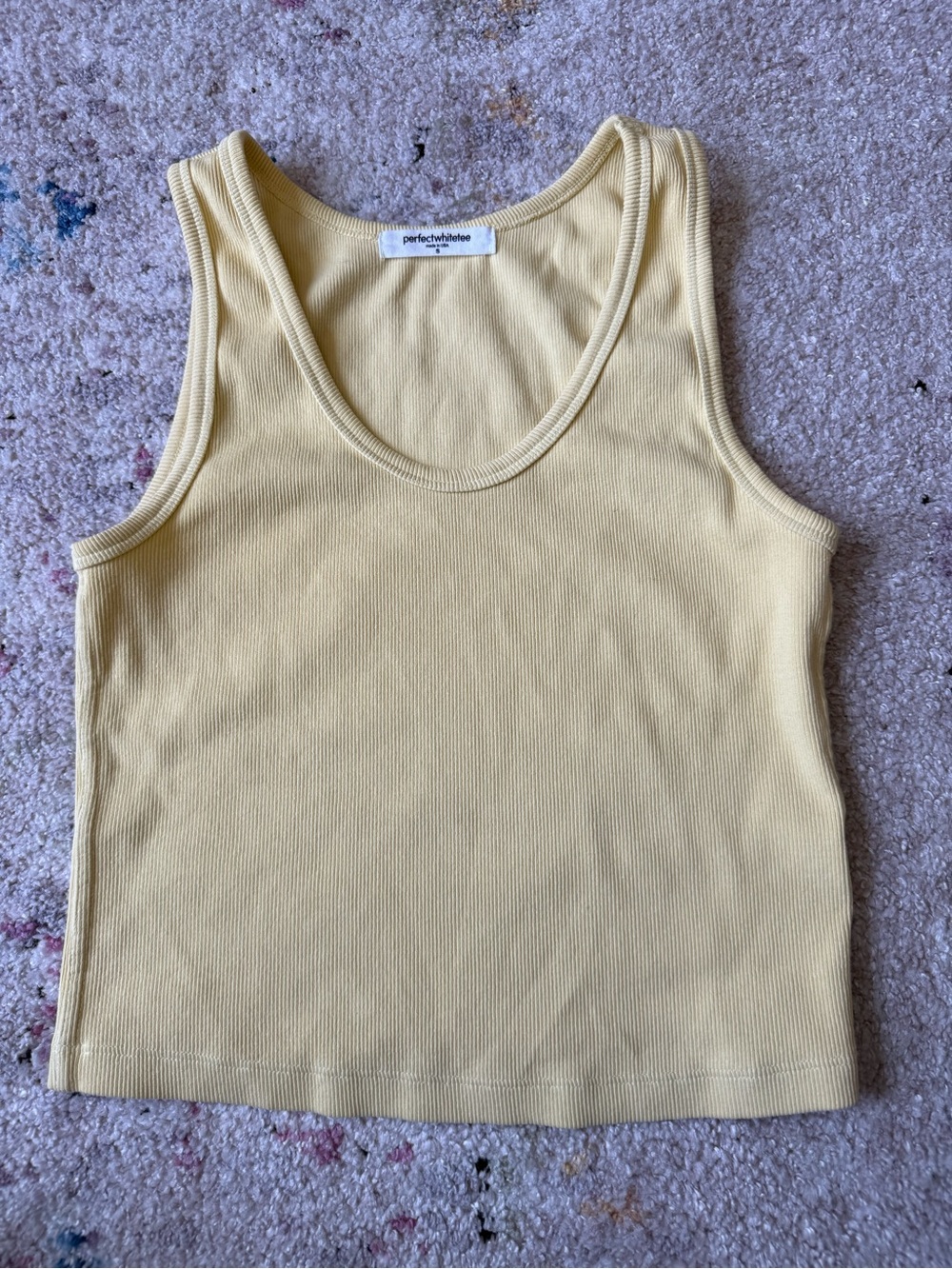 perfectwhitetee Yellow Ribbed Tank Top